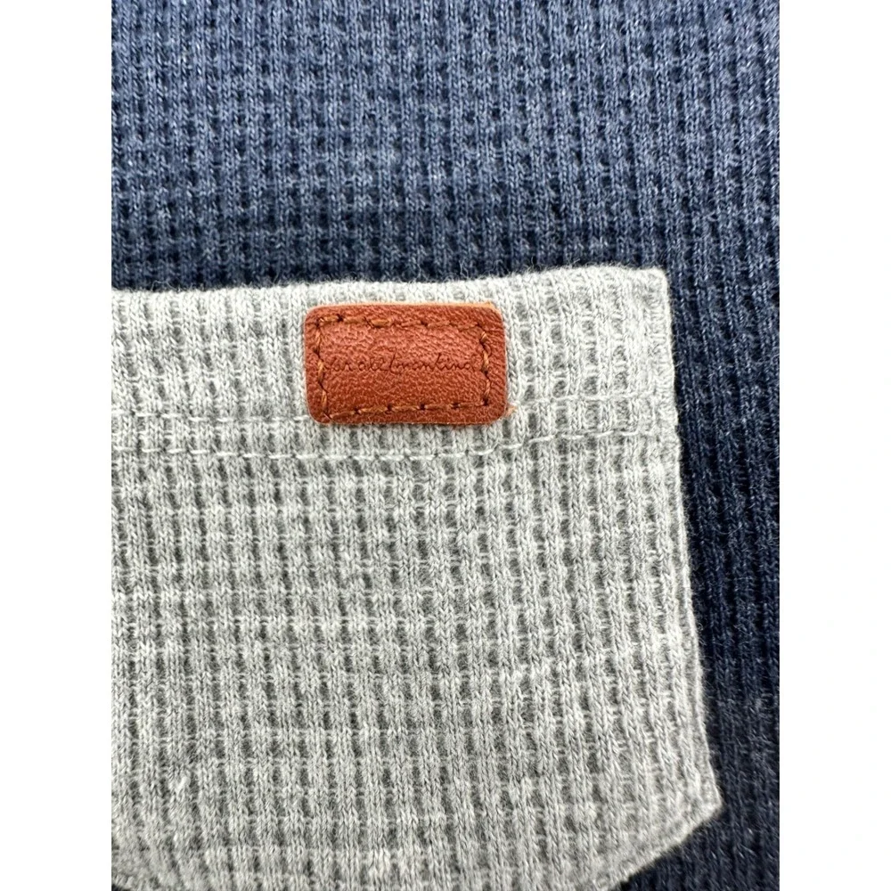 7 For All Mankind Footed Romper‎ Baby Boy Thermal Waffle Knit Navy Grey 0/3M